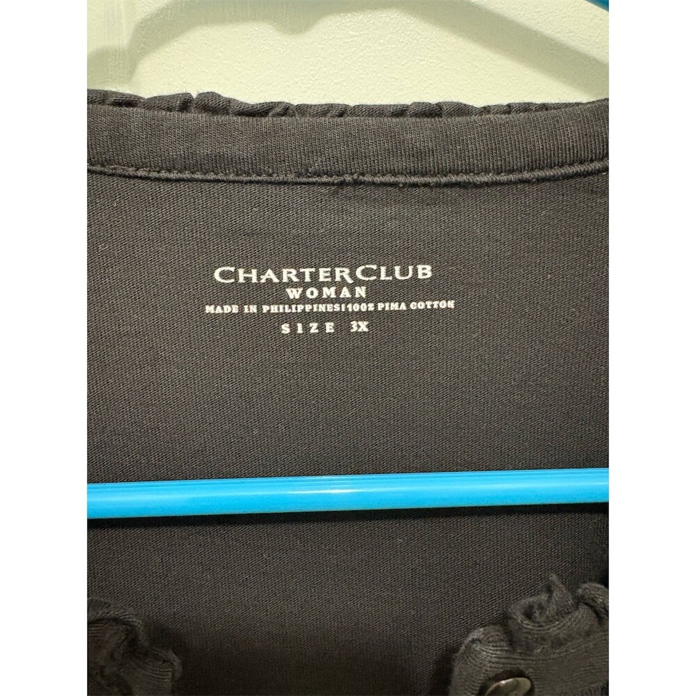 Charter Club Cardigan Sweater Womens 1X Black Button Front Pintuck Knit - Picture 4 of 6